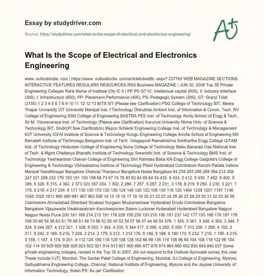 What is the Scope of Electrical and Electronics Engineering essay