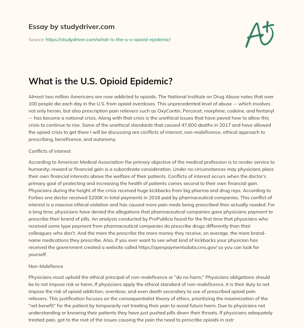 What is the U.S. Opioid Epidemic? essay