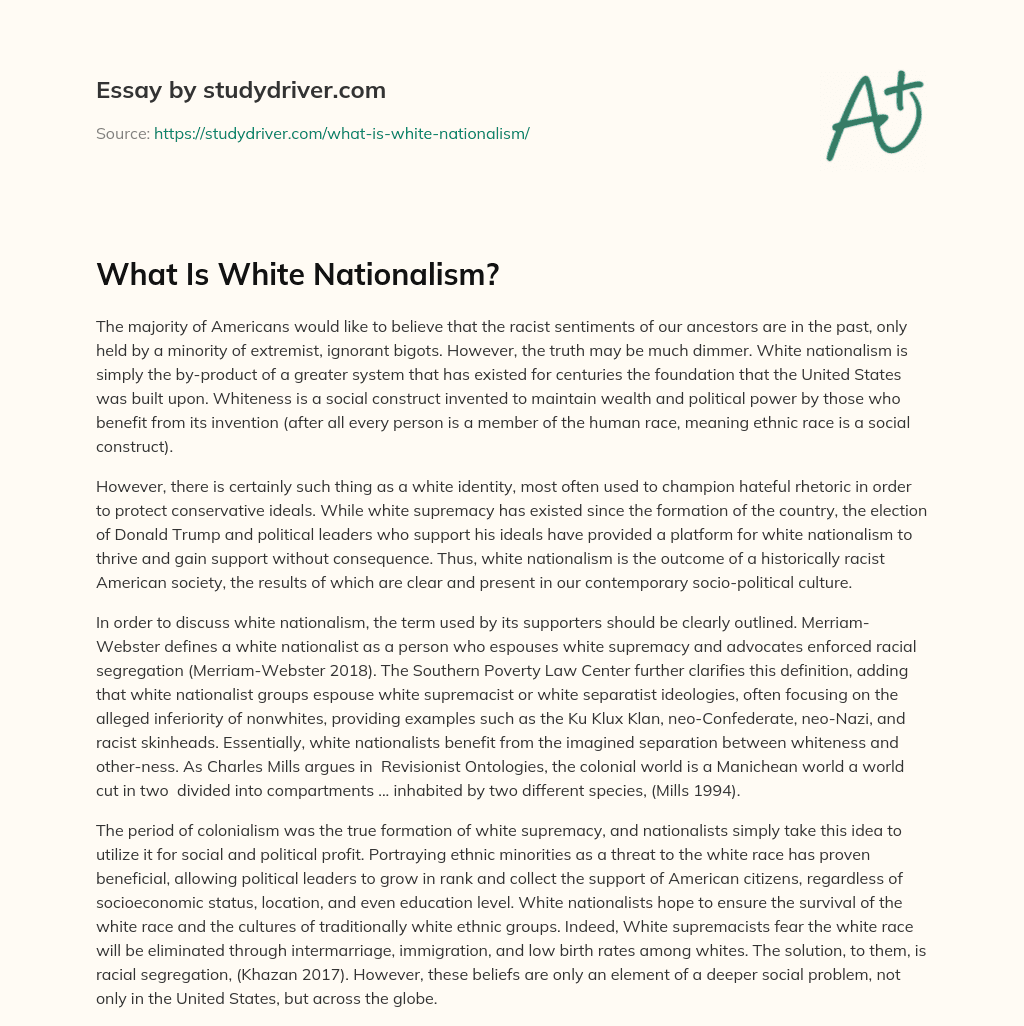 What is White Nationalism? essay