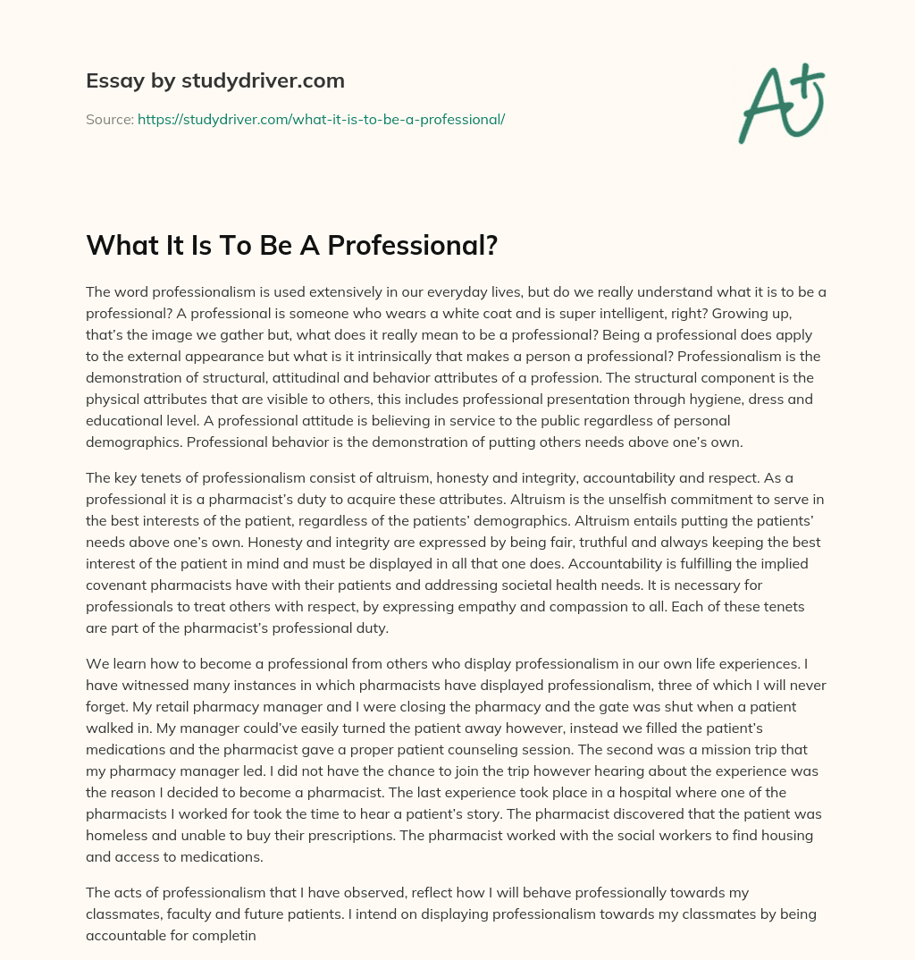 What it is to be a Professional? essay