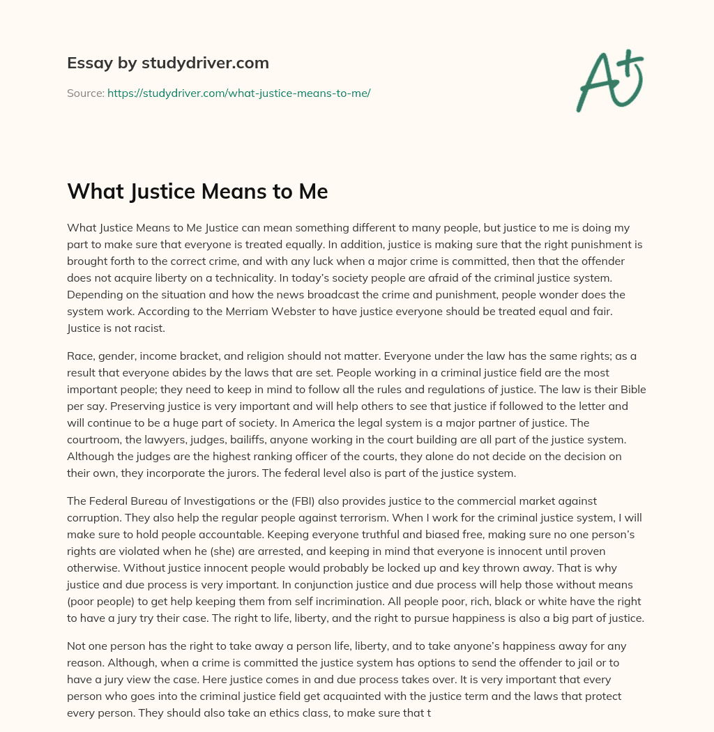 What Justice Means to me essay