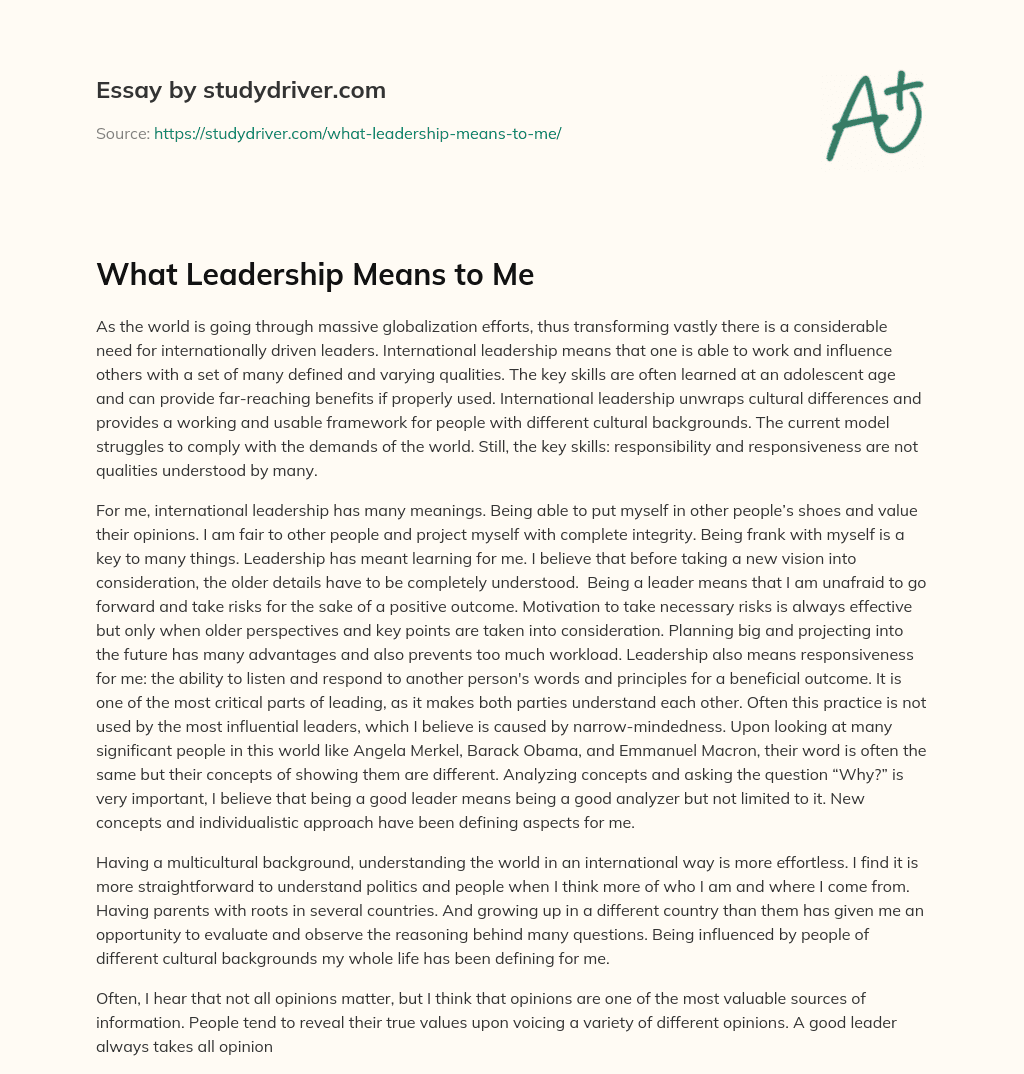 What Leadership Means to me essay