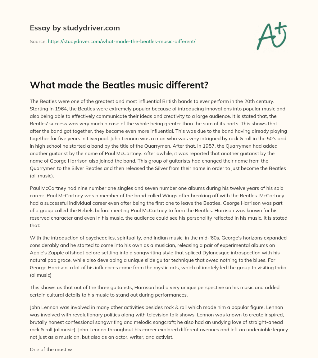 What Made the Beatles Music Different? essay