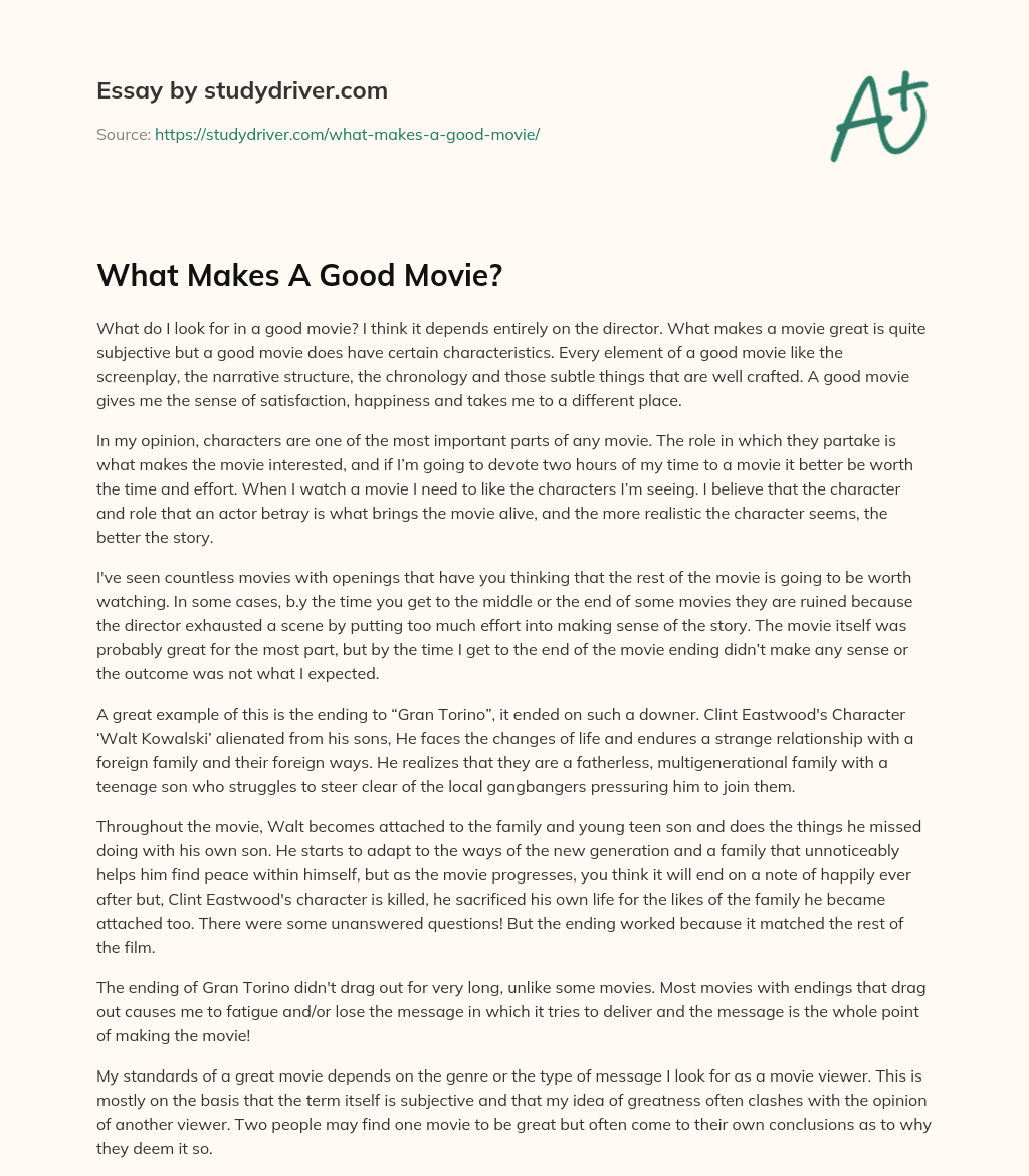 What Makes a Good Movie? essay