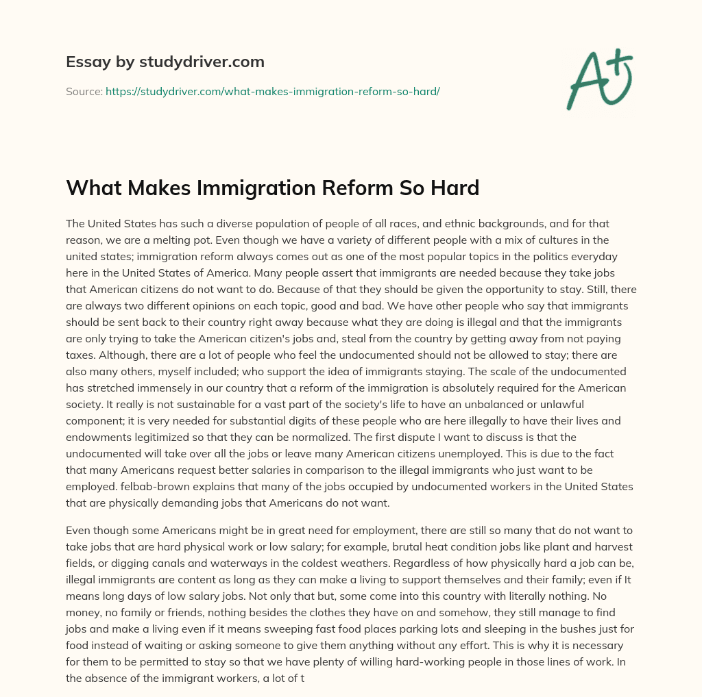 What Makes Immigration Reform so Hard essay