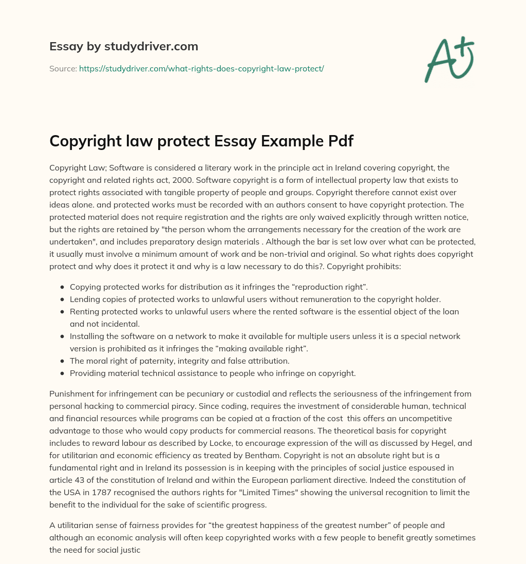 Copyright Law Protect Essay Example Pdf essay