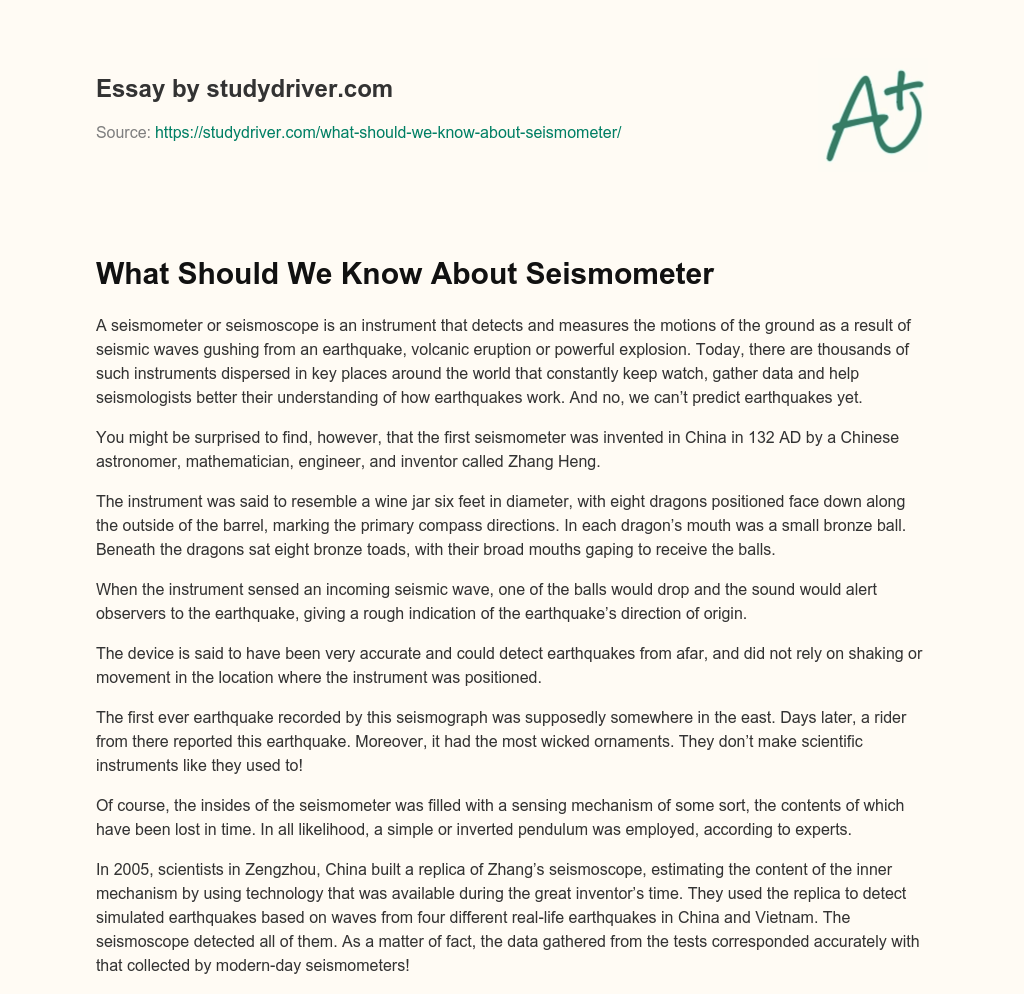 What should we Know about Seismometer essay
