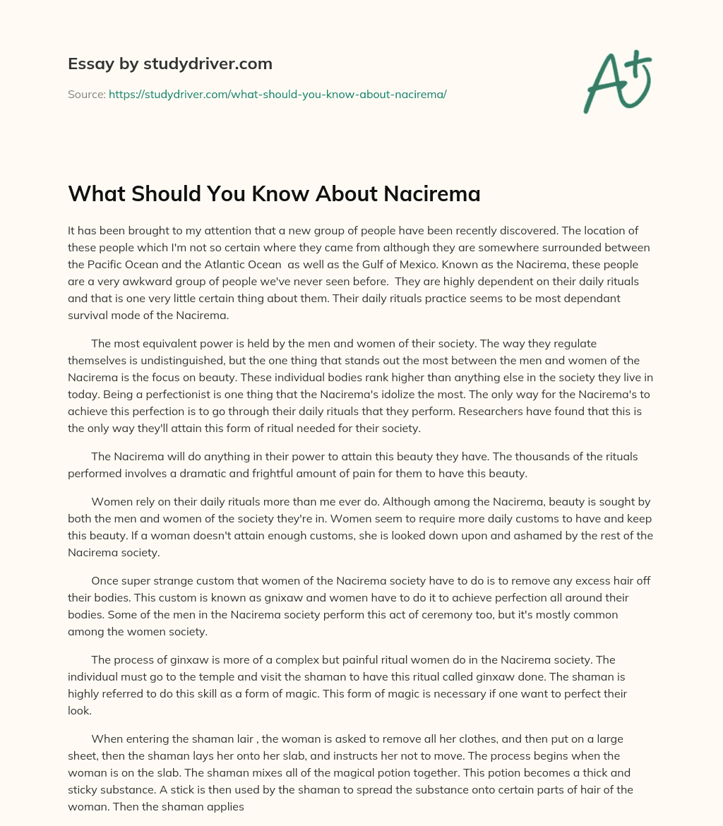 What  should you Know about Nacirema essay