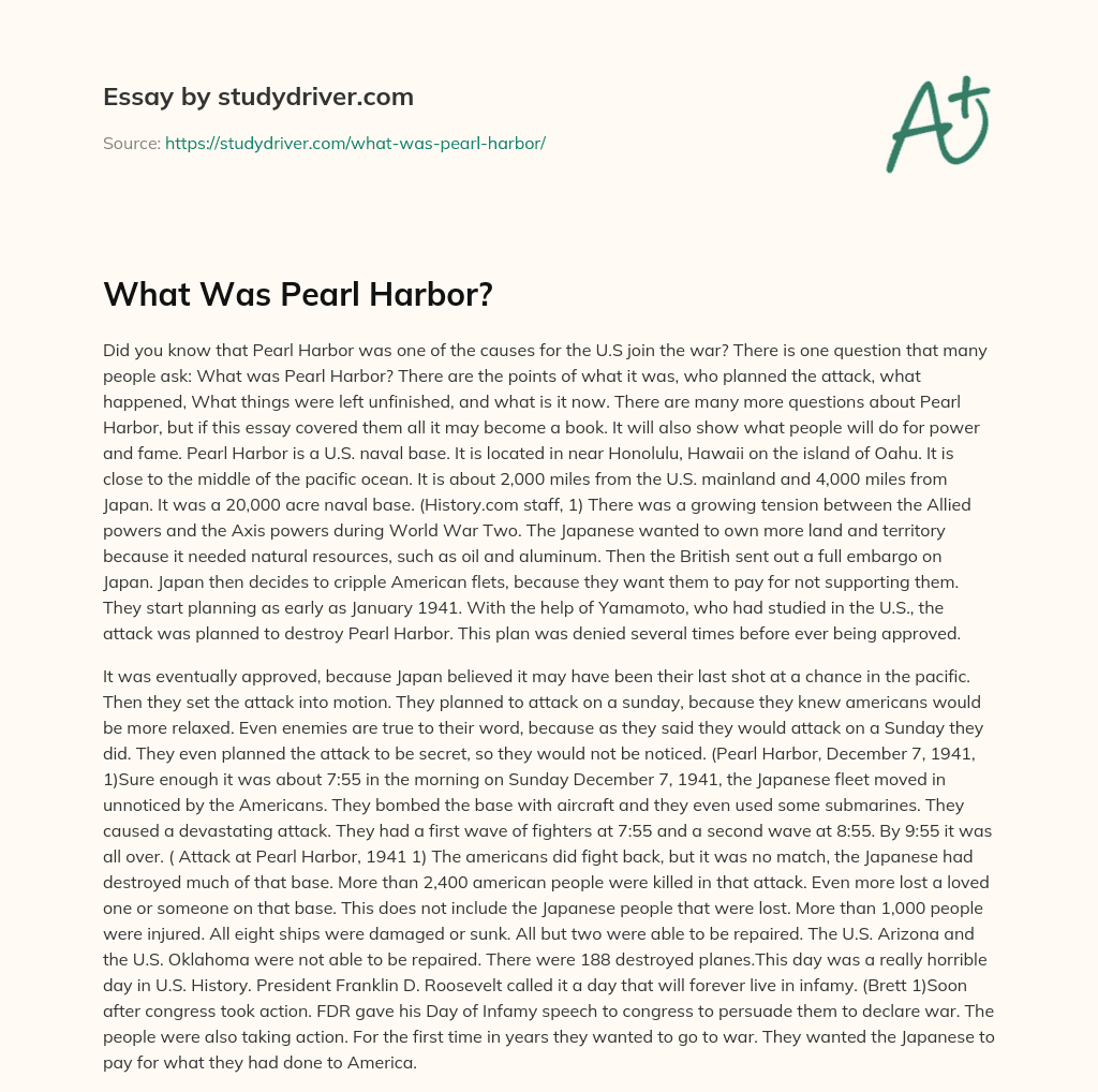 What was Pearl Harbor? essay