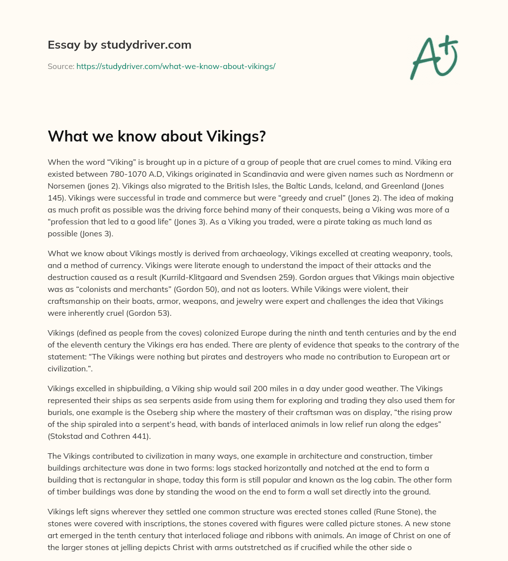 What we Know about Vikings? essay