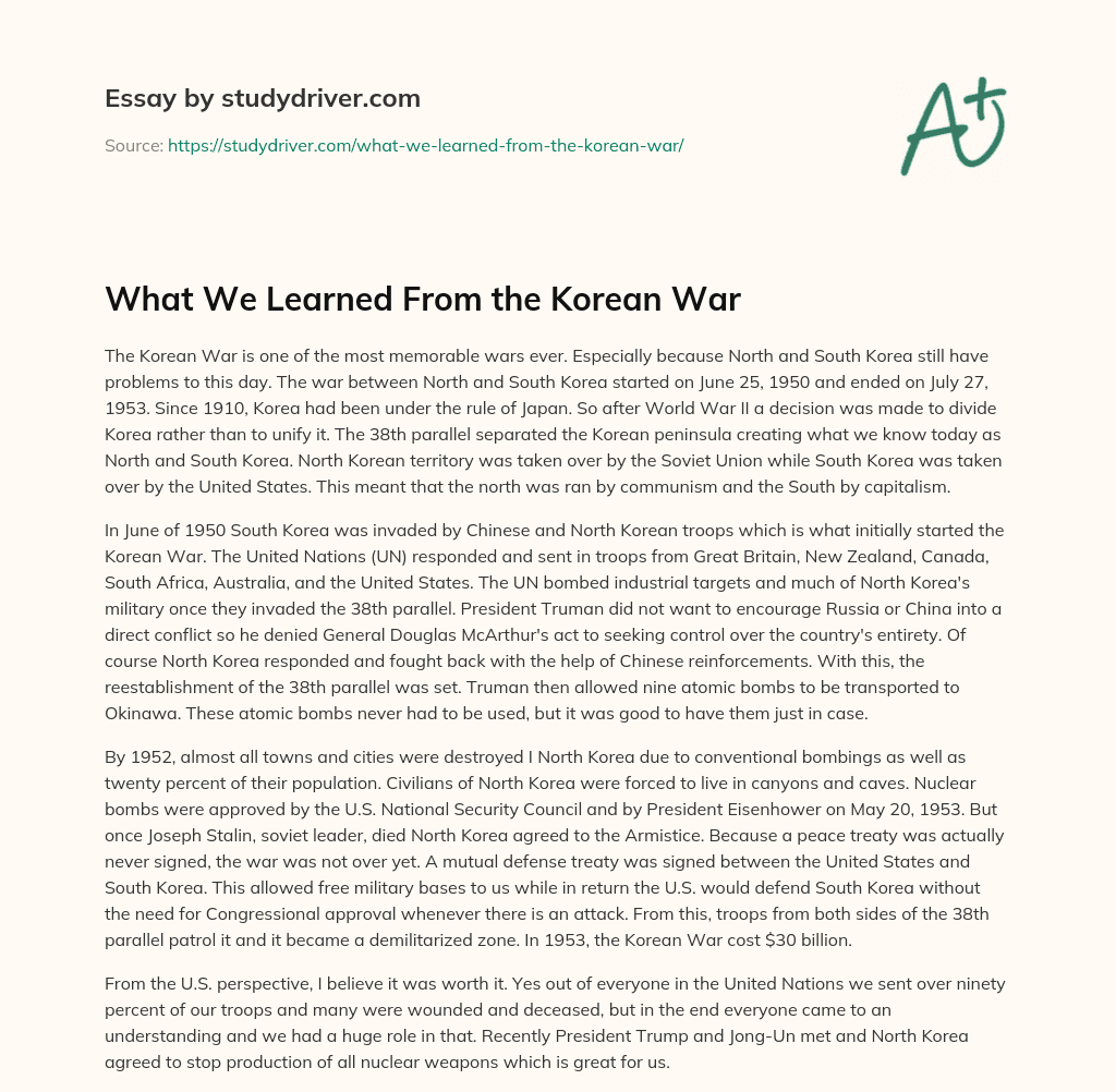 What we Learned from the Korean War essay