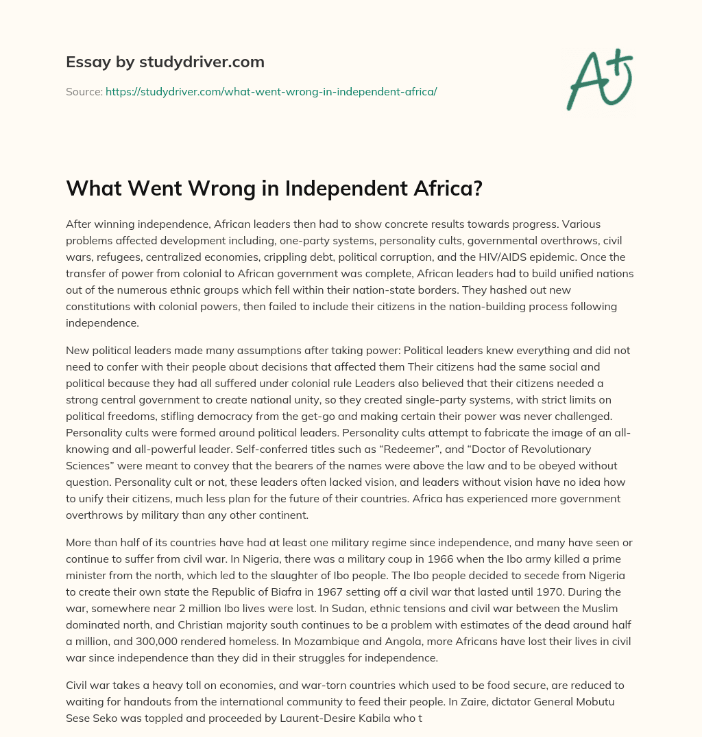 What Went Wrong in Independent Africa? essay