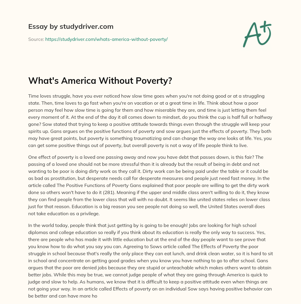 What’s America Without Poverty? essay