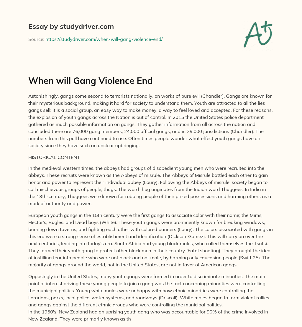 When Will Gang Violence End essay
