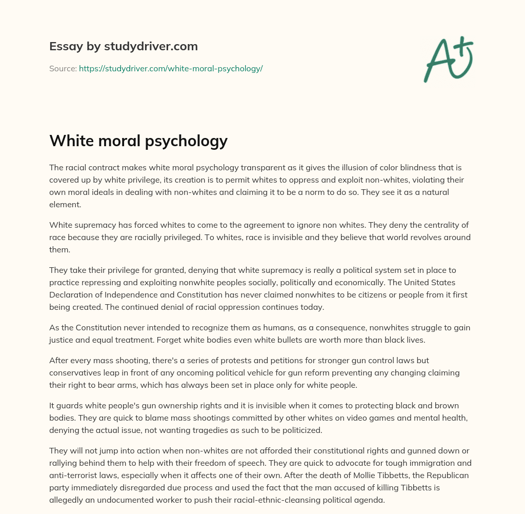 White Moral Psychology essay