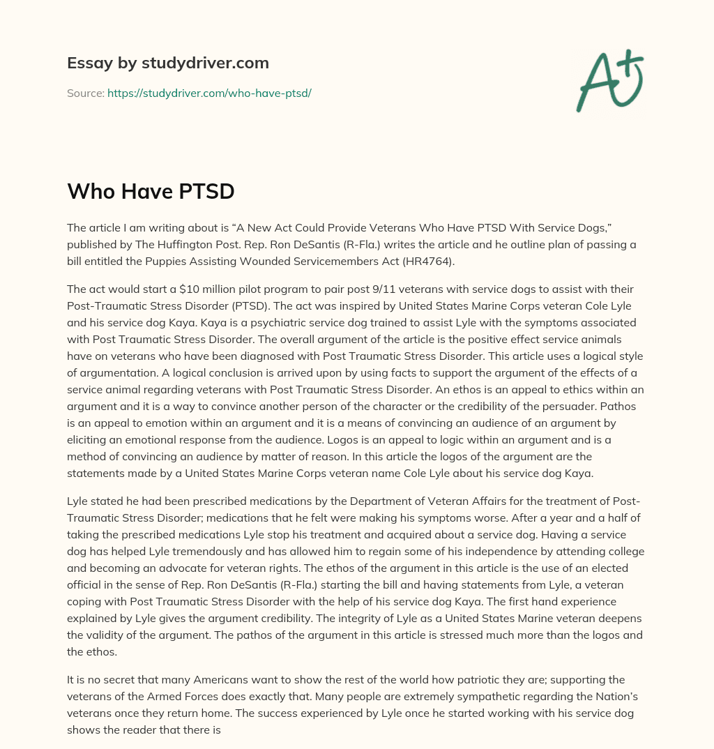 Who have PTSD essay