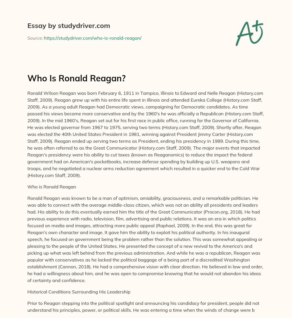 Who is Ronald Reagan? essay