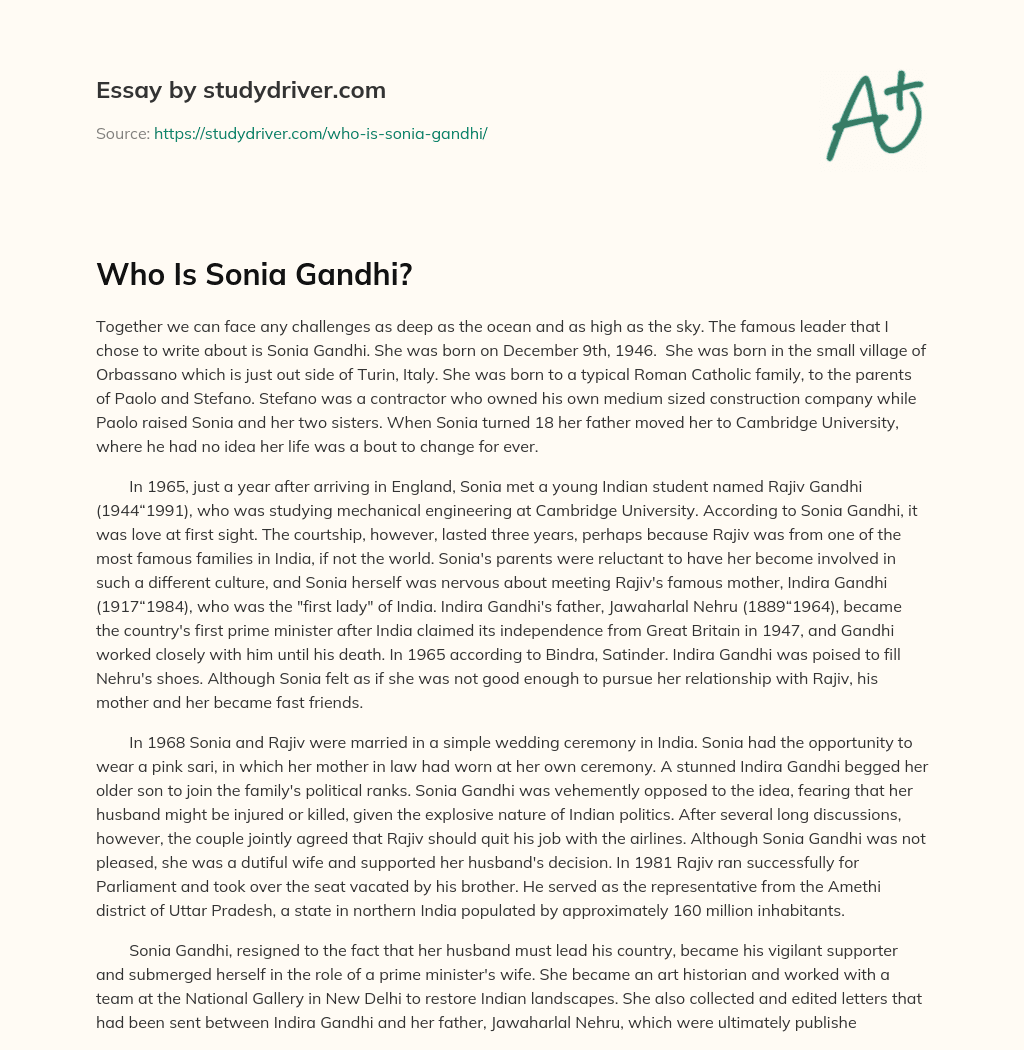 Who is Sonia Gandhi? essay
