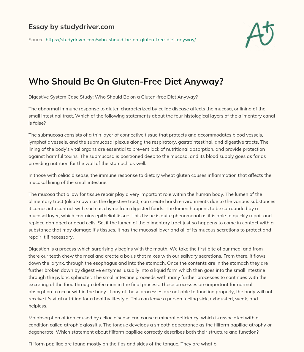 Who should be on Gluten-Free Diet Anyway? essay