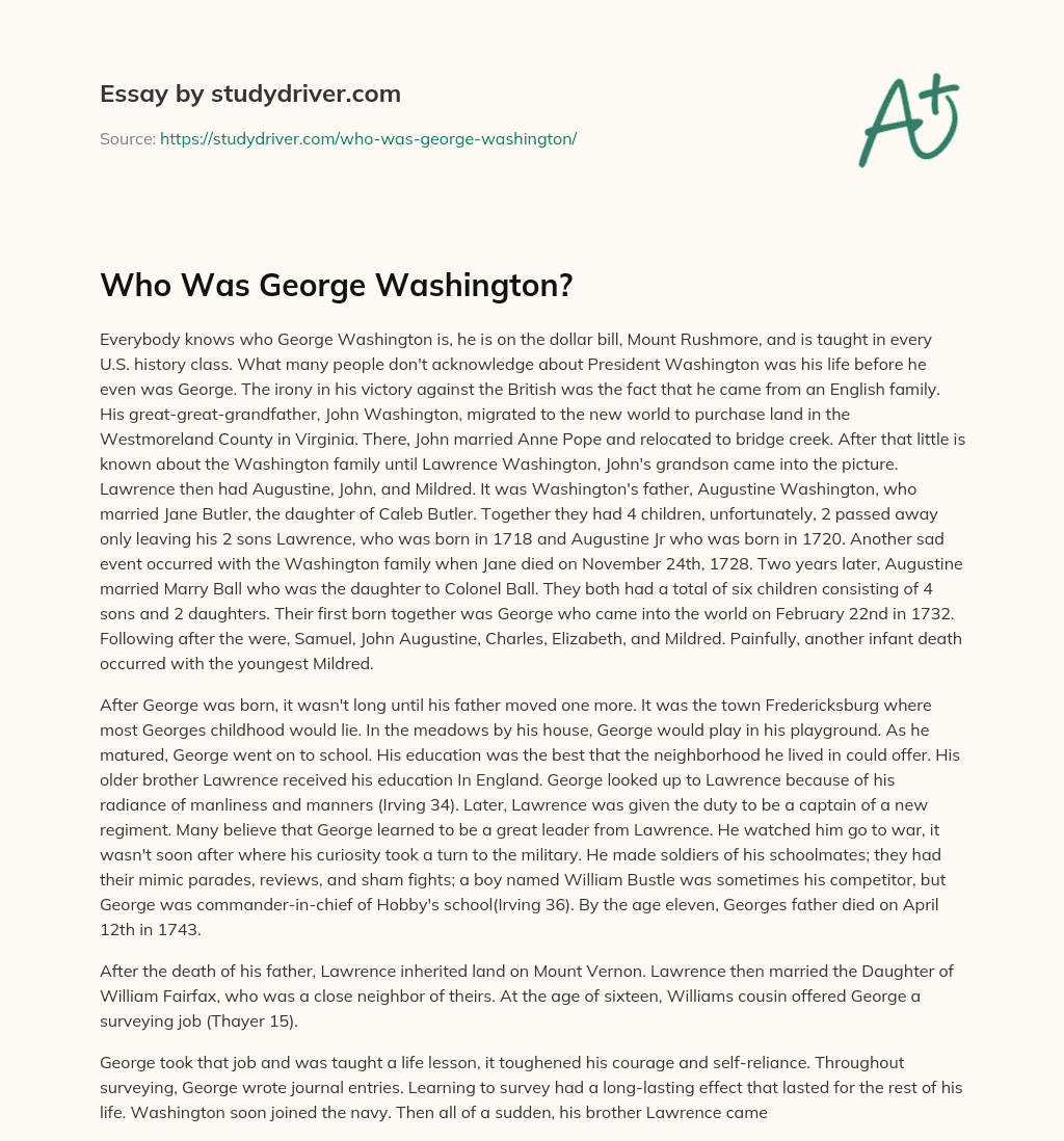 Who was George Washington? essay