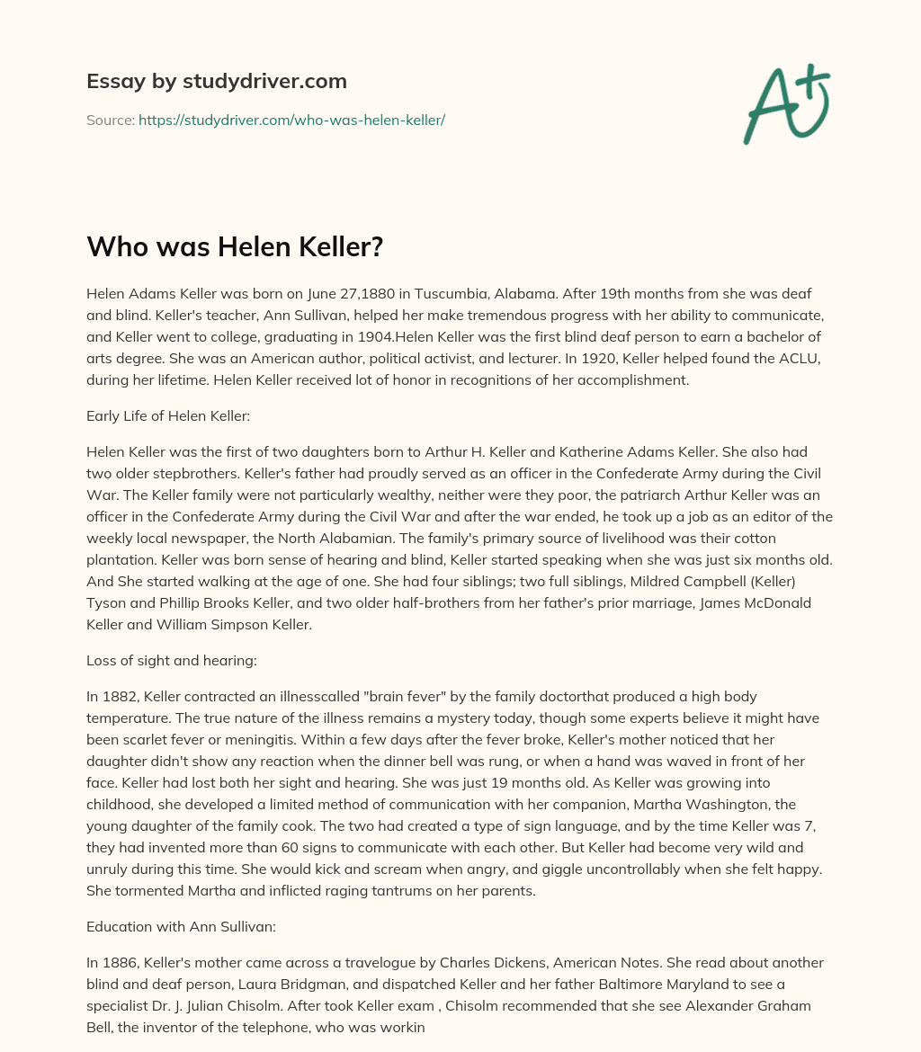 Who was Helen Keller? essay
