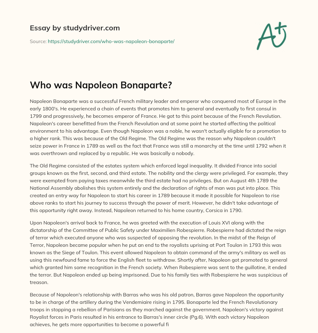 Who was Napoleon Bonaparte? essay