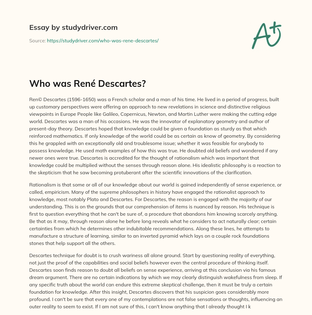 Who was René Descartes? essay