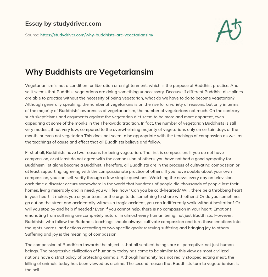 Why Buddhists are Vegetariansim essay