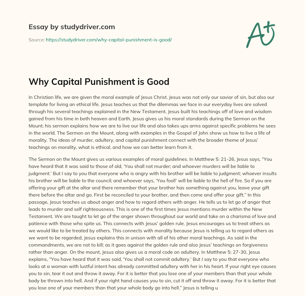 why capital punishment is good essay