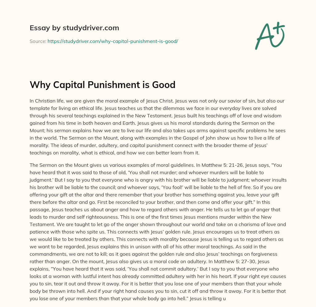 Why Capital Punishment is Good essay