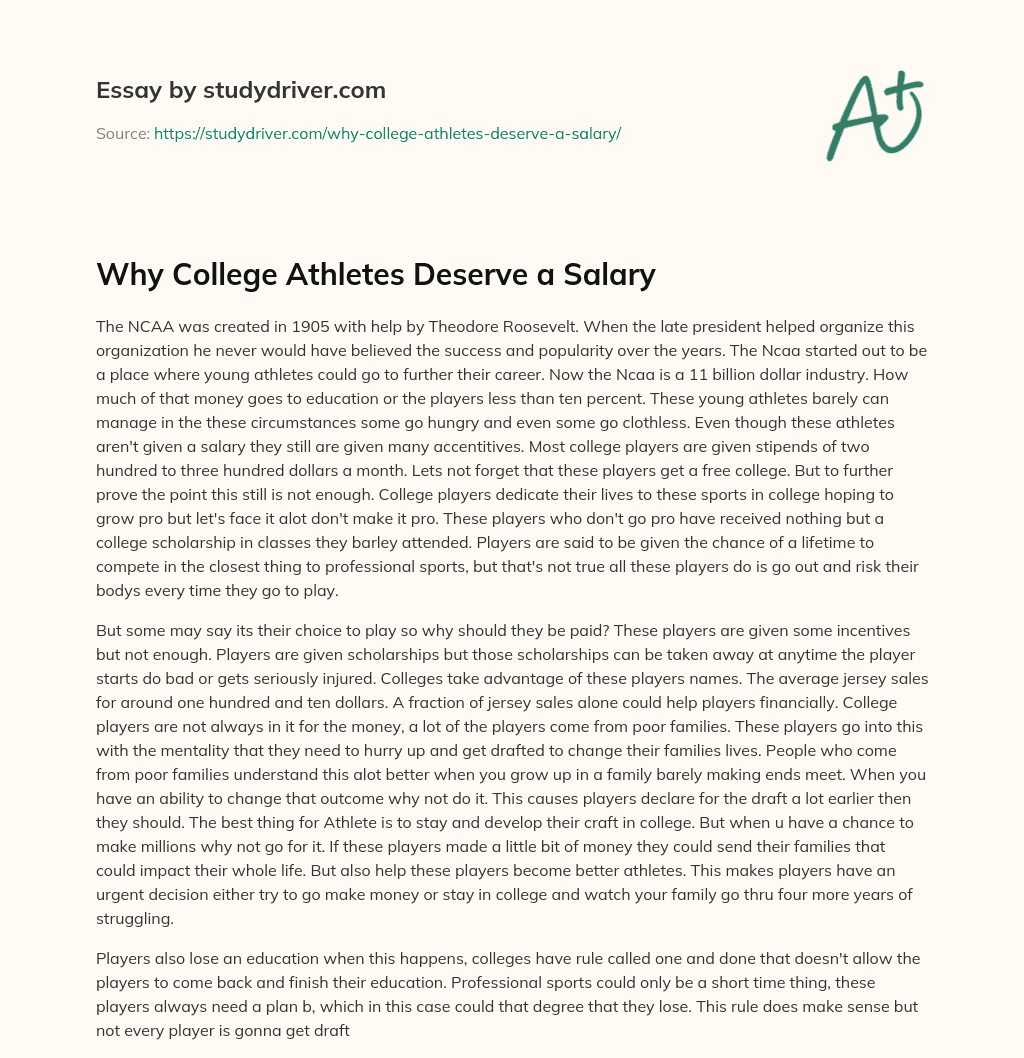 Why College Athletes Deserve a Salary essay