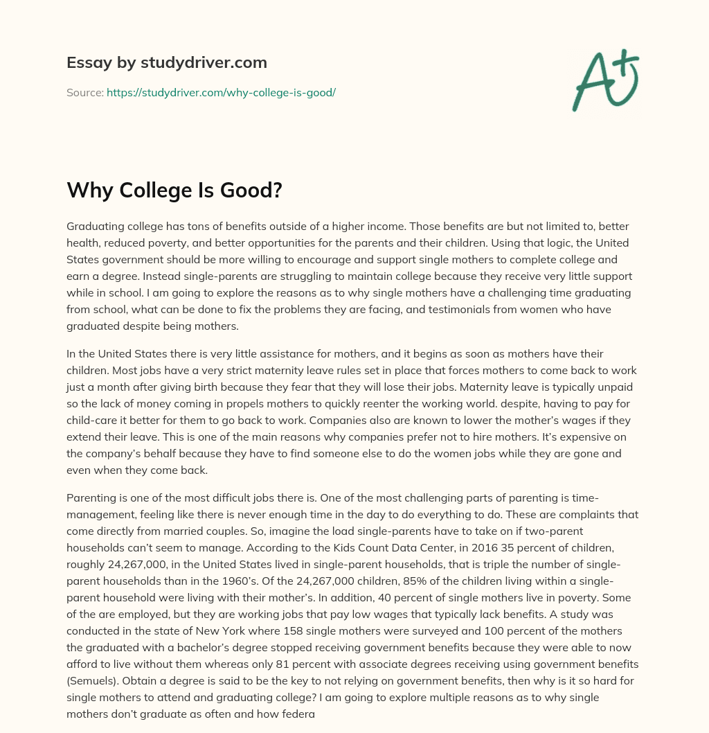 Why College is Good? essay