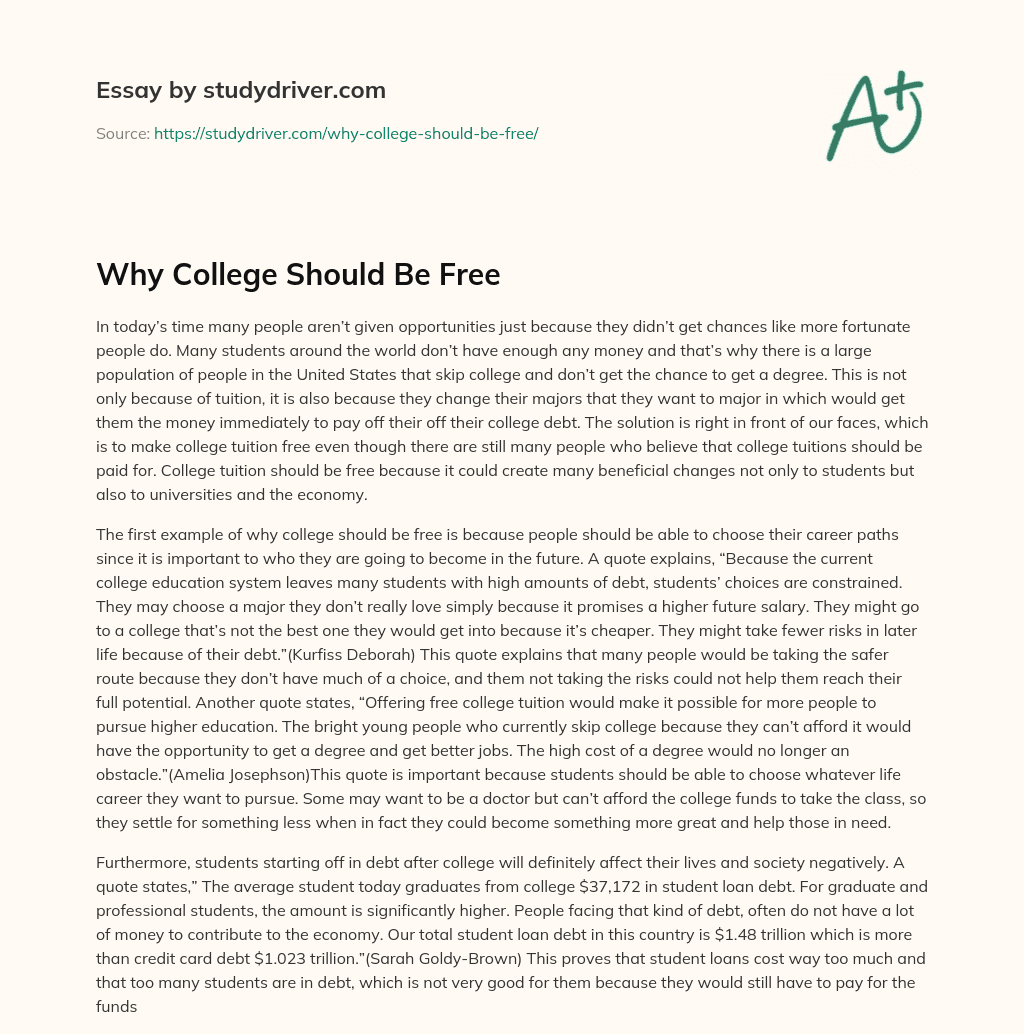 why college should be free research paper