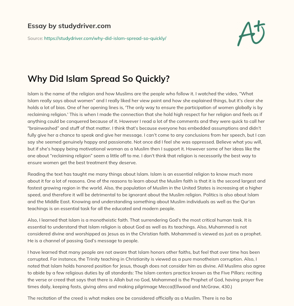 Why did Islam Spread so Quickly? essay