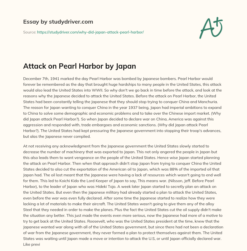 Attack on Pearl Harbor by Japan essay