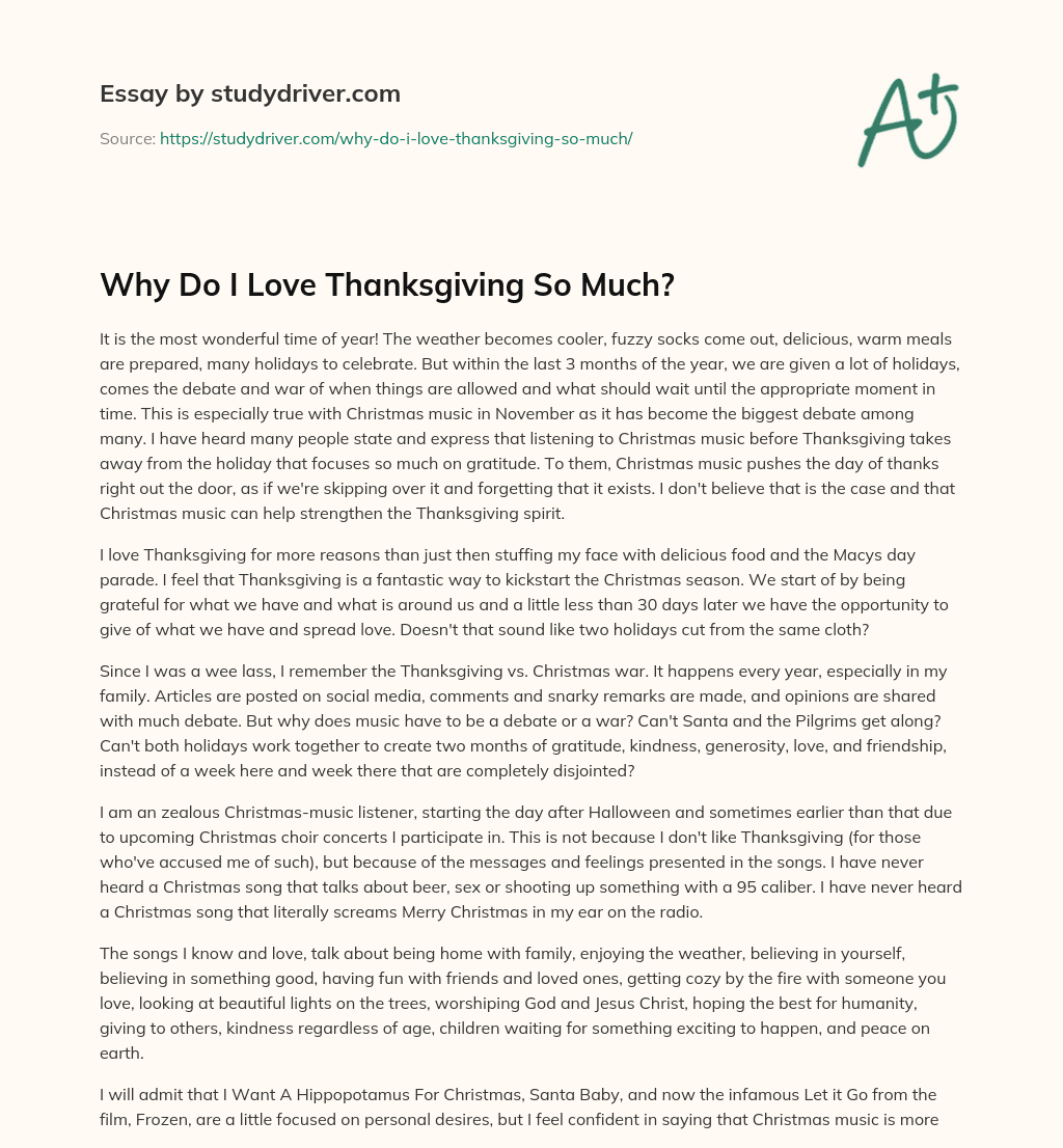 Why do i Love Thanksgiving so Much? essay