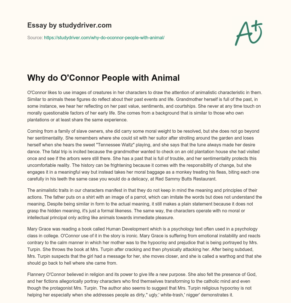 Why do O’Connor People with Animal essay