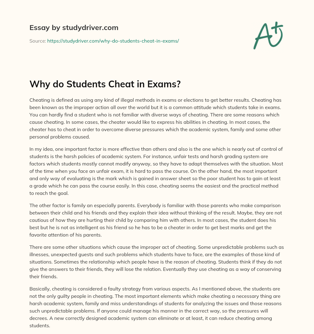 Why do Students Cheat in Exams? essay