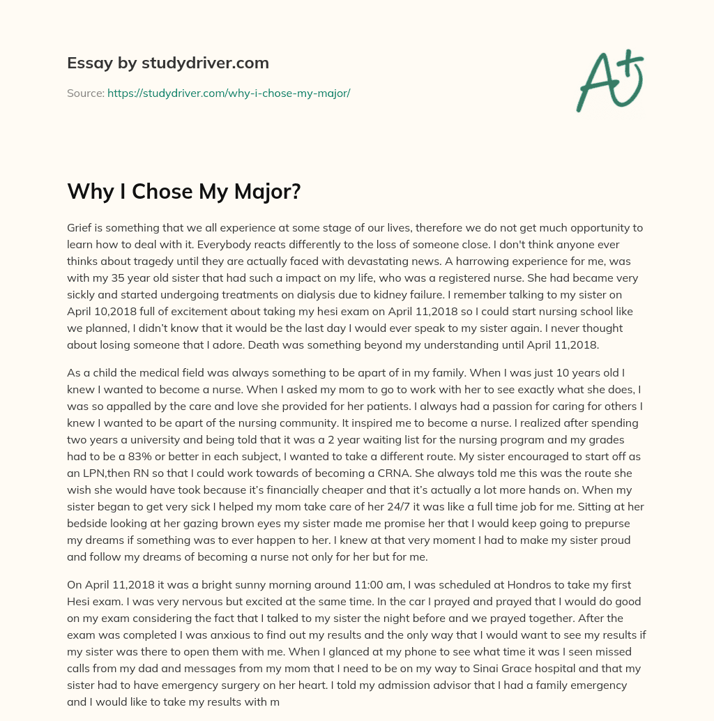 Why i Chose my Major? essay