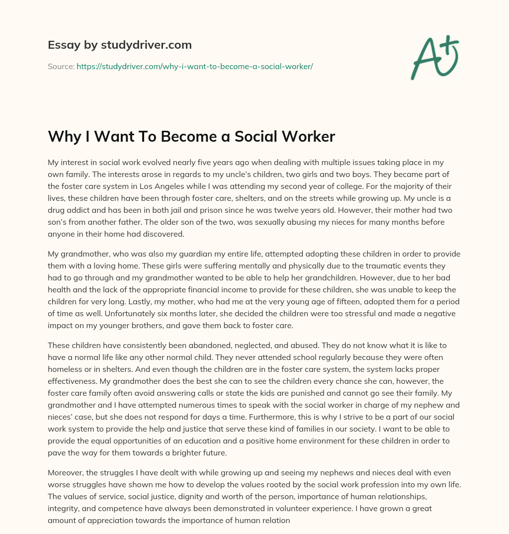 why become a social worker essay