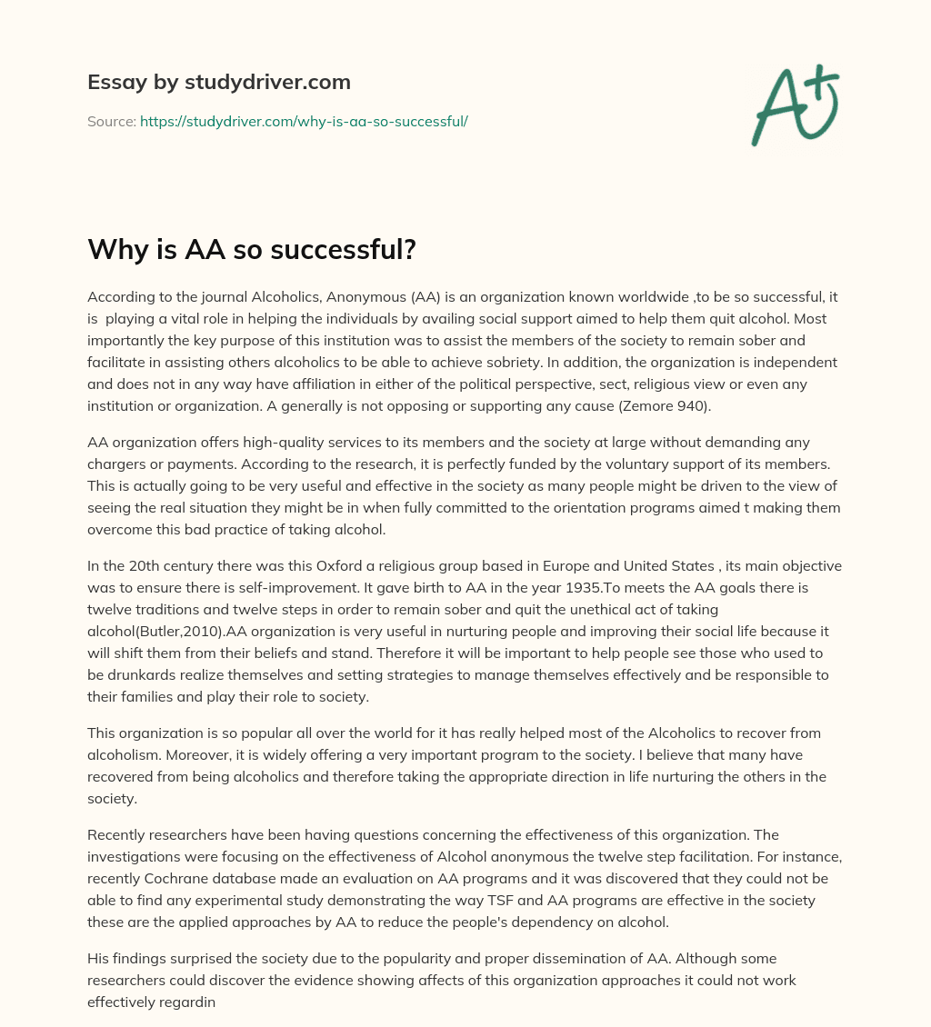 Why is AA so Successful? essay