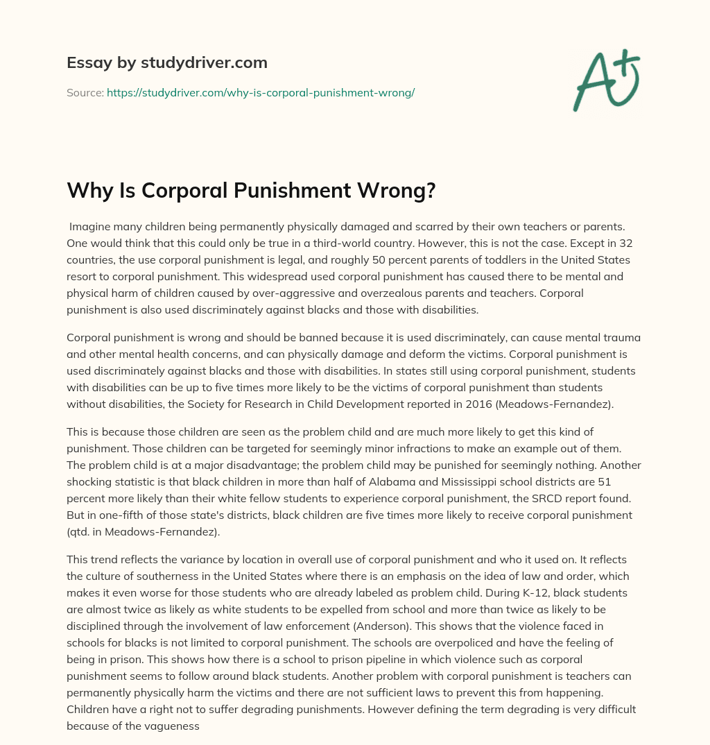 Why is Corporal Punishment Wrong? essay