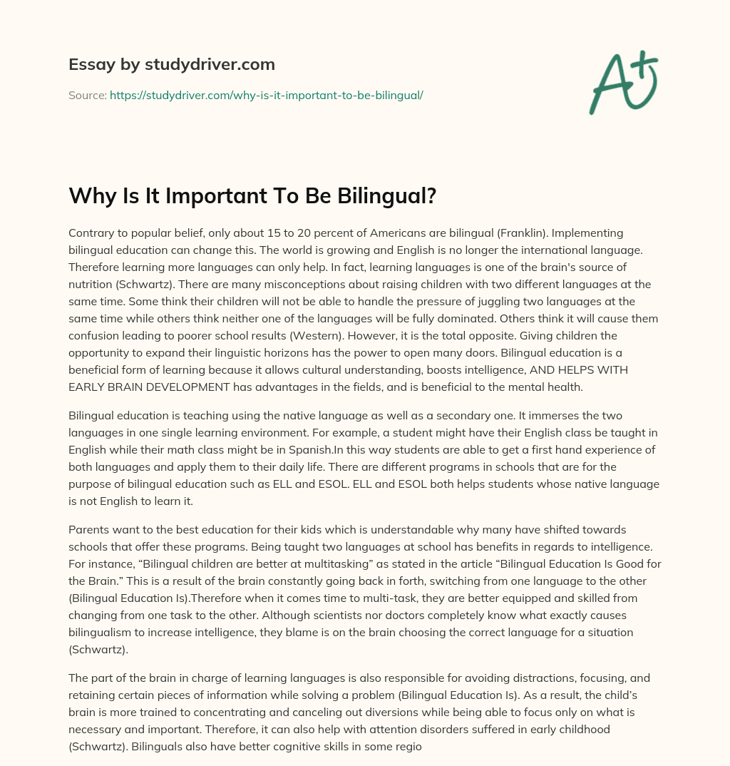 Why is it Important to be Bilingual? essay