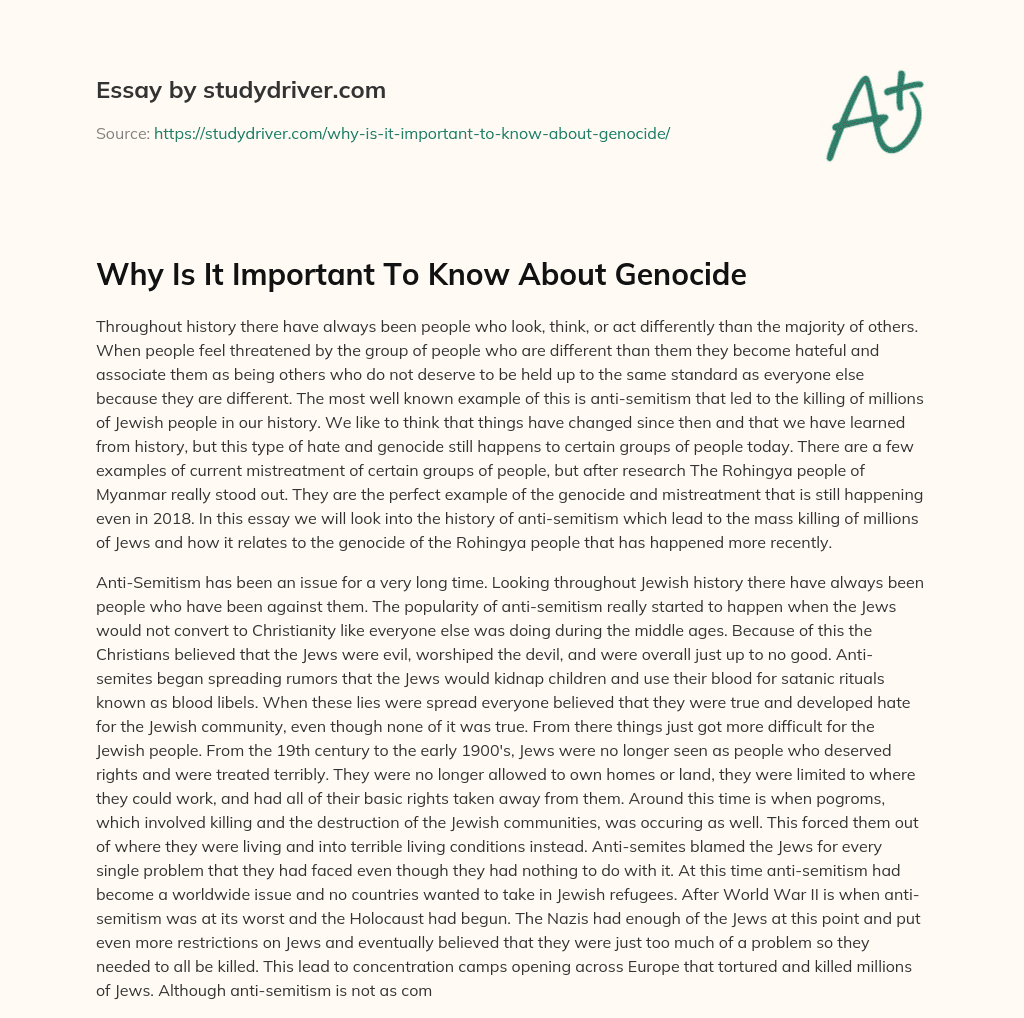 Why is it Important to Know about Genocide essay