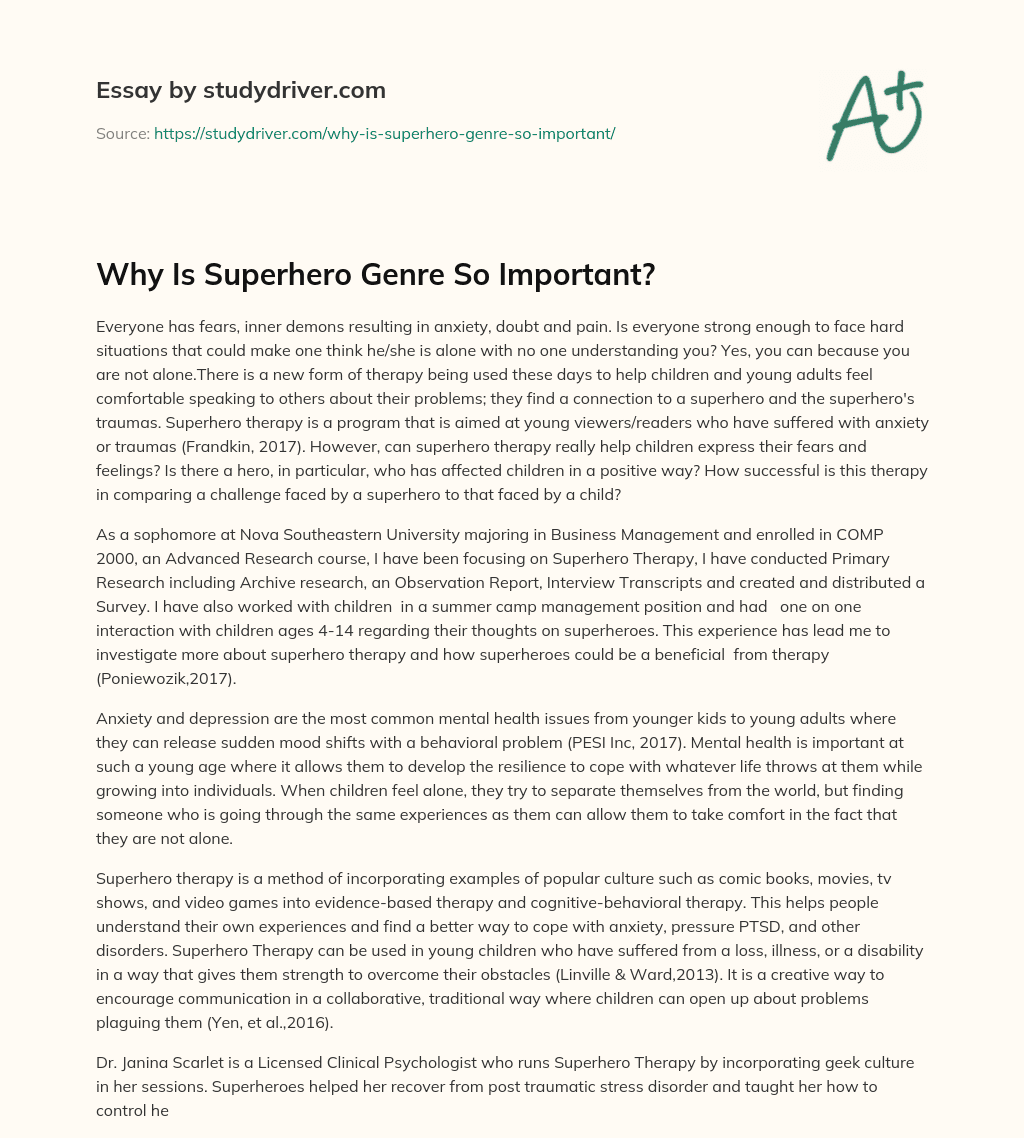 Why is Superhero Genre so Important? essay