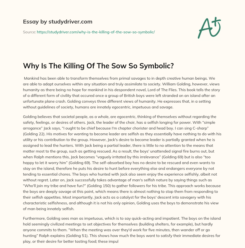 Why is the Killing of the Sow so Symbolic? essay