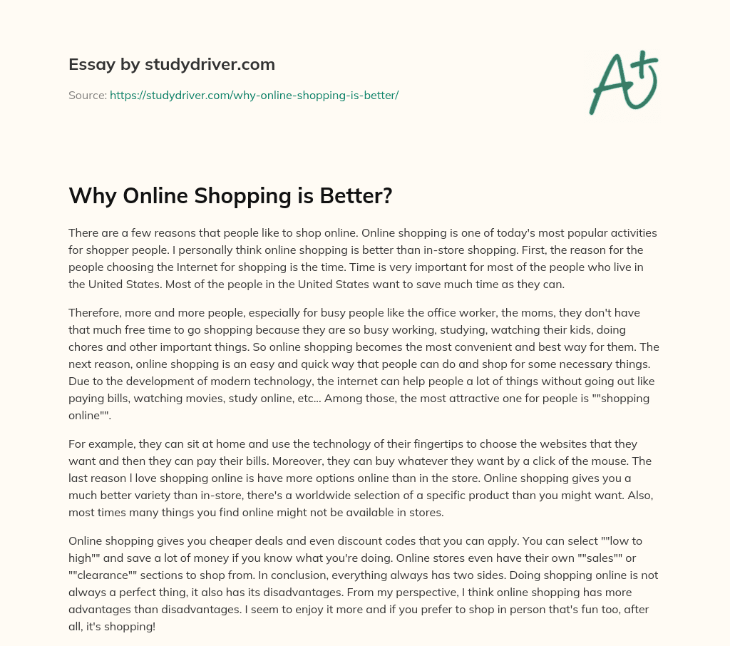 Why Online Shopping is Better? essay