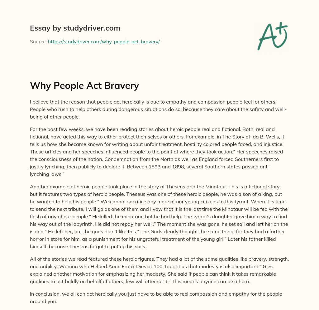 Why People Act Bravery essay