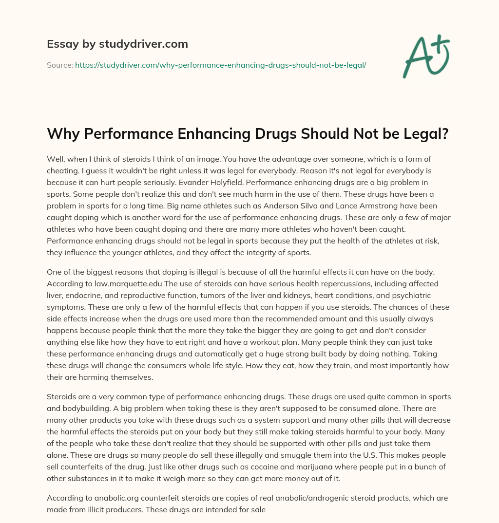 why drugs should not be legalized essay