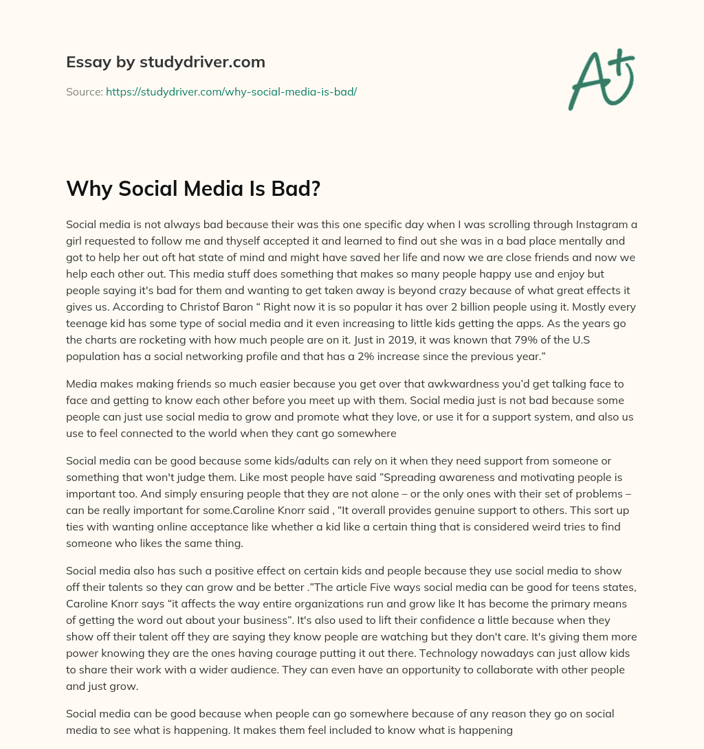 Why Social Media is Bad? essay